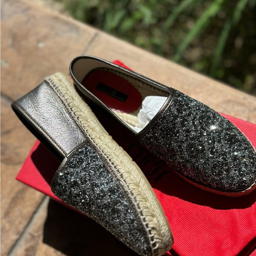 Original Carolina Herrera Black Crystal Espadrilles